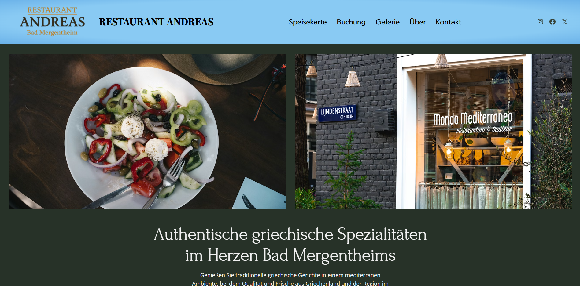 Screenshot: Restaurant Webseite